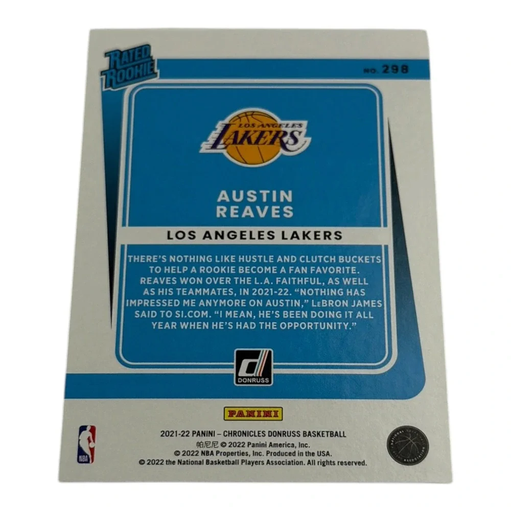 2021-22 Panini Chronicles Donruss Austin Reaves Rated Rookie Card 298 Lakers RC